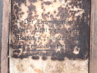 1.Weltkrieg , Elementprüfer alter Art in Ledertasche, diese datiert 1916