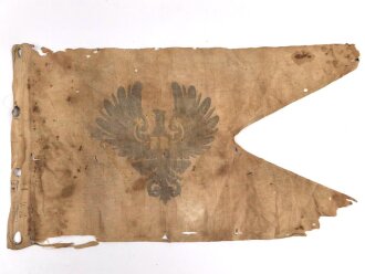 Lanzenflagge Preussen. getragenes Kammerstück mit starken Altersspuren