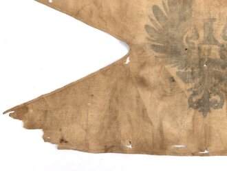 Lanzenflagge Preussen. getragenes Kammerstück mit starken Altersspuren