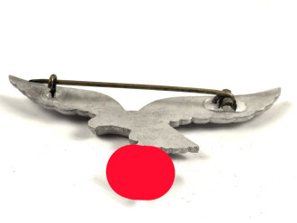 Luftwaffe, Brustadler für Offiziere, Ausführung in Aluminium für die weisse Sommeruniform. Guter Zustand