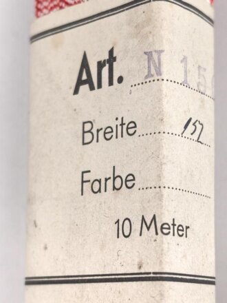 Bündel Ordensband  für die Bandspange zum Kriegsverdienstkreuz 2. Klasse 1939.  15mm Breite. In der originalen Banderole, laut dieser 10 Meter