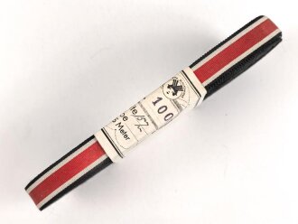 Bündel Ordensband  zur Bandspange für Eisernes Kreuz 2. Klasse 1939.  Breite 15mm . In der originalen Banderole, laut dieser 20 Meter