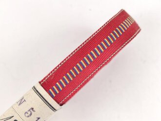 Bündel Ordensband  zur Bandspange der Medaille Kreuzzug gegen den Kommunismus 1941. Breite 15mm, in der originalen Banderole, laut dieser 15 Meter