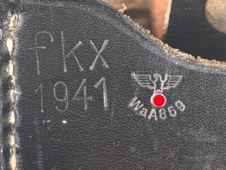 Tasche zum Kopffernhörer 33 der Wehrmacht. Guter Zustand, datiert 1941