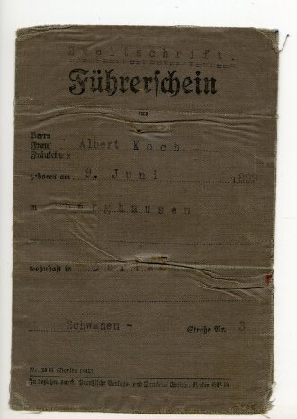 Führerschein - Zweitschrift eines Mannes aus...