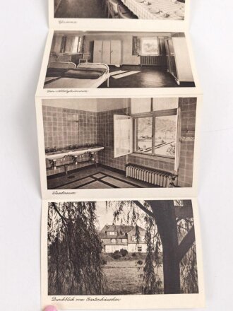 Führerinnen-Schule des Obergaues 13 Hessen-Nassau, 12 Fotos (Drucke) auf Papier in einer Kuvert-Hülle. Maße 9 x13 cm