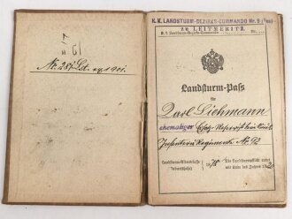 k.u.k. Österreich, Landsturm Pass eines ehemaligen...