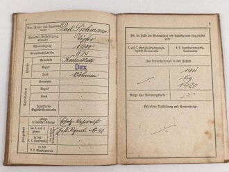 k.u.k. Österreich, Landsturm Pass eines ehemaligen Angehörigen des Infanterie Regiments Nr 92, datiert 1901