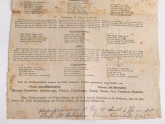 Flandern 1,Weltkrieg, Faltblatt "Weihnachtsfeier im Felde 1914", Maße etwa 31 x 43cm
