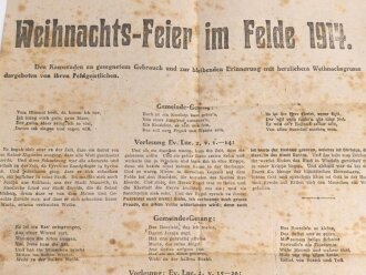 Flandern 1,Weltkrieg, Faltblatt "Weihnachtsfeier im Felde 1914", Maße etwa 31 x 43cm