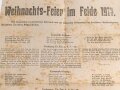 Flandern 1,Weltkrieg, Faltblatt "Weihnachtsfeier im Felde 1914", Maße etwa 31 x 43cm