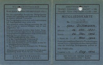 Mitgliedskarte Frankfurter Turngemeinde Eintracht und...