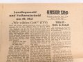 Wahlzeitung der KP, Unser Tag - Volkszeitung für Baden- Württemberg,  "Landtagswahl und Volksentscheid am 18. Mai", datiert 7. Mai 1947