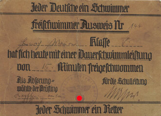 Freischwimmer Ausweis "Jeder Schwimmer ein Retter...