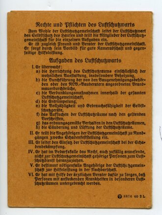 Ausweis für Luftschutzwarte, Darmstadt, datiert 1941