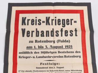 Kreis-Krieger-Verbandsfest Plakat, 43 x 61 cm, datiert...