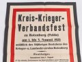 Kreis-Krieger-Verbandsfest Plakat, 43 x 61 cm, datiert 1925, in der Mitte leicht gerissen