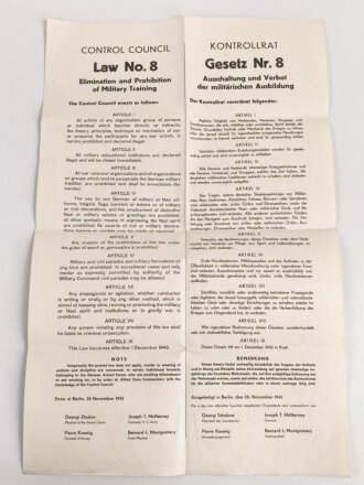 Kontrollrat - Verordnung: "Gesetz Nr. 8,...