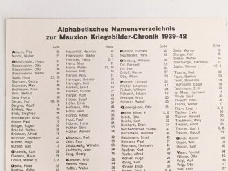 Mauxion Schokolade " Kriegsbilder Chronik 1939-1942" , etwa fünfzigseitiges Heft die Mitarbeiter im Krieg betreffend, mit vielen Anlagen, der Rücken gerissen, etwa über DIN A4