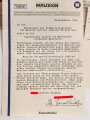 Mauxion Schokolade " Kriegsbilder Chronik 1939-1942" , etwa fünfzigseitiges Heft die Mitarbeiter im Krieg betreffend, mit vielen Anlagen, der Rücken gerissen, etwa über DIN A4