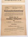 Deutsche Volkspartei, Deutsche Demokratische Partei , Sozialdemokratische Mehrheitspartei. Vier Flugblätter sowie eine Ansichtskarte der Deutschen Demokratischen Partei, neuzeitlich oben zusammengeklebt