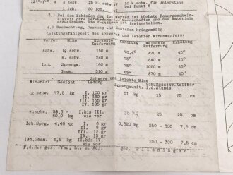 Karte und Anschreiben Versuchs-Schiessen östlich Mercy im Vorgelände der Feste von Goltz, Minenwerfer Bataillon 2, datiert 1916 mit handgeschriebenem Bericht auf der Rückseite, A3