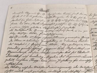 Karte und Anschreiben Versuchs-Schiessen östlich Mercy im Vorgelände der Feste von Goltz, Minenwerfer Bataillon 2, datiert 1916 mit handgeschriebenem Bericht auf der Rückseite, A3
