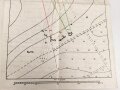 Karte und Anschreiben Versuchs-Schiessen östlich Mercy im Vorgelände der Feste von Goltz, Minenwerfer Bataillon 2, datiert 1916 mit handgeschriebenem Bericht auf der Rückseite, A3