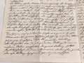 Karte und Anschreiben Versuchs-Schiessen östlich Mercy im Vorgelände der Feste von Goltz, Minenwerfer Bataillon 2, datiert 1916 mit handgeschriebenem Bericht auf der Rückseite, A3