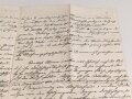 Karte und Anschreiben Versuchs-Schiessen östlich Mercy im Vorgelände der Feste von Goltz, Minenwerfer Bataillon 2, datiert 1916 mit handgeschriebenem Bericht auf der Rückseite, A3