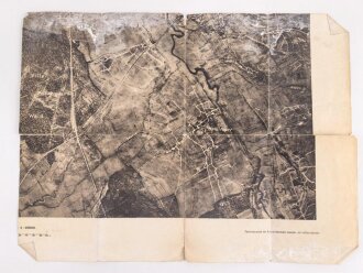 1. Weltkrieg, Handgezeichnete Landkarte bei Bois de Ville, Maße 36 x 49 cm, eingerissen, auf der Rückseite ein Teil einer gedruckten Landkarte am selben Ort