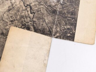 1. Weltkrieg, Handgezeichnete Landkarte bei Bois de Ville, Maße 36 x 49 cm, eingerissen, auf der Rückseite ein Teil einer gedruckten Landkarte am selben Ort