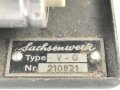 Lichtsprechgerät 80 Wehrmacht. Tornister Ober- und Unterteil in der jeweils 3.Ausführung. Der Verstärker von 1940. Originallack , ungereinigt, die Verschlüsse der Deckel neuzeitlich ergänzt. Funktion nicht geprüft