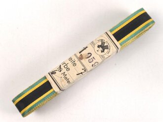Sachsen-Weimar, Bündel Band für eine Bandspange für Allgemeines Ehrenzeichen 1914. Breite 15mm, laut Banderole 6 Meter Länge