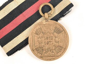 Preussen Kriegsdenkmünze 1870-1871 für Kämpfer, Band beiliegend