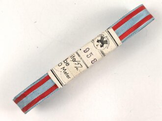 Hessen, Bündel Band für die Bandspange zum Allgemeinen Ehrenzeichen " Für Tapferkeit" . Breite 15mm, in der originalen Banderole, laut dieser 10 Meter