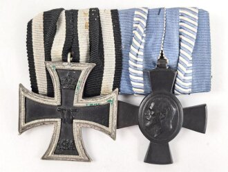 Bayern, Ordenspange Eisernes Kreuz 2. Klasse 1914 und König Ludwig Kreuz an kurzem Band