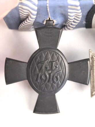 Bayern, Ordenspange Eisernes Kreuz 2. Klasse 1914 und König Ludwig Kreuz an kurzem Band