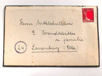 Todesanzeige eines Kompaniechef in einer SS-Sturmgeschützabteilung, gefallen 1944 in der Schlacht um Budapest, im Briefumschlag