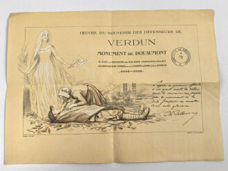Frankreich, Erinnerungsblatt "Oeuvre du Souvenir des Defenseurs de Verdun - Monument de Douaumont 1914-1918" gefaltet