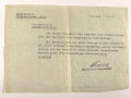 Anschreiben bezüglich mitgemachter Nahkampftage, Durschschlag, datiert 1941, DIN A5, gefaltet