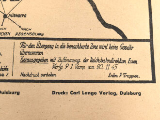 "Übersichtskarte über die Zonenabgrenzung nebst Übergangsbahnhöfen, datiert 20.11.1945, Maße: 63 x 45 cm, gefaltet