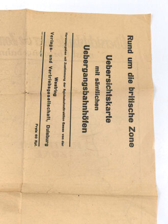 "Übersichtskarte über die Zonenabgrenzung nebst Übergangsbahnhöfen, datiert 20.11.1945, Maße: 63 x 45 cm, gefaltet