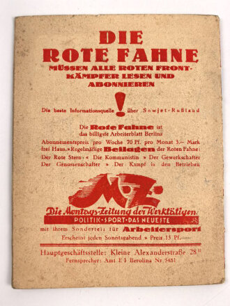 Kommunistischer Rot Front Verlag"Frontkämpfer Liederbuch" 31 Seiten, Kleinformat