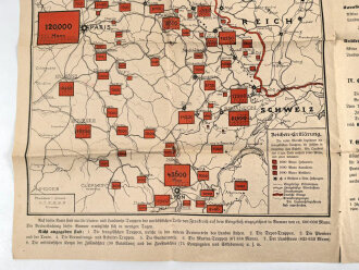 "Truppen und Festungen der Franzosen zwischen Paris und der deutschen Grenze", Flugblatt Nr 4, mehrmals eingerissen