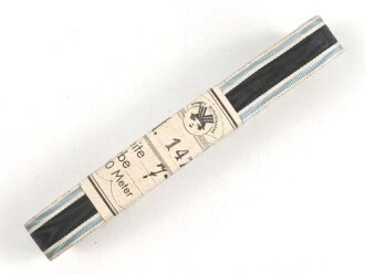 Bayern, Bündel Ordensband zur Bandspange der Militär Verdienst Medaille in silber. Breite 15mm, in der originalen Banderole, laut dieser 10 Meter