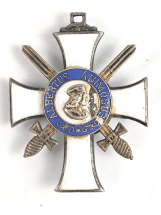 Sachsen Königreich, Albrechts Orden, Ritterkreuz 2. Klasse mit Schwertern. Emailleschaden , Medaillon aufgeklebt
