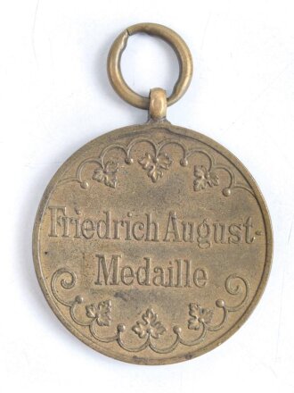 Sachsen Königreich, Friedrich August Medaille in bronze. Band beiliegend