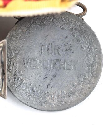 Baden / Sachsen. Ordenspange eines tapferen Kämpfers im 1. Weltkrieg, Silberne Verdienstmedaille, Eisernes Kreuz 2. Klasse 1914, Friedrich August Medaille in bronze