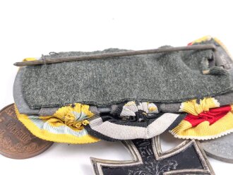 Baden / Sachsen. Ordenspange eines tapferen Kämpfers im 1. Weltkrieg, Silberne Verdienstmedaille, Eisernes Kreuz 2. Klasse 1914, Friedrich August Medaille in bronze
